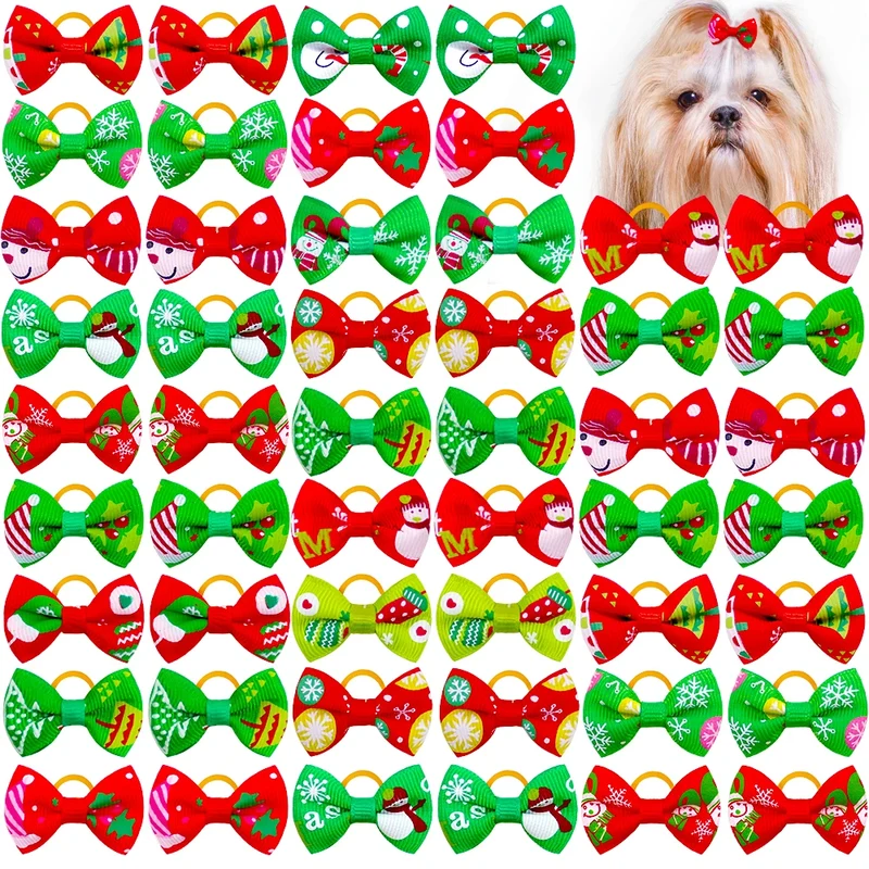 10/20pcs Dog Grooming Hair Bows Dog Bows Mix Colours Small Dog Accessories Dog Hair Rubber Bands Pet Headwear Pet Supplier