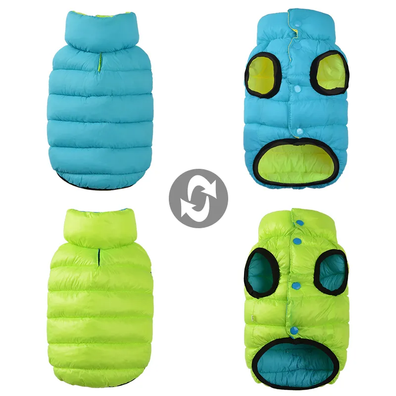 Reversible Dog Coat Clothes Winter Warm Jacket for Small Large Dogs Waterproof Thick Vest Jumpsuit Golden Retriever Waistcoat