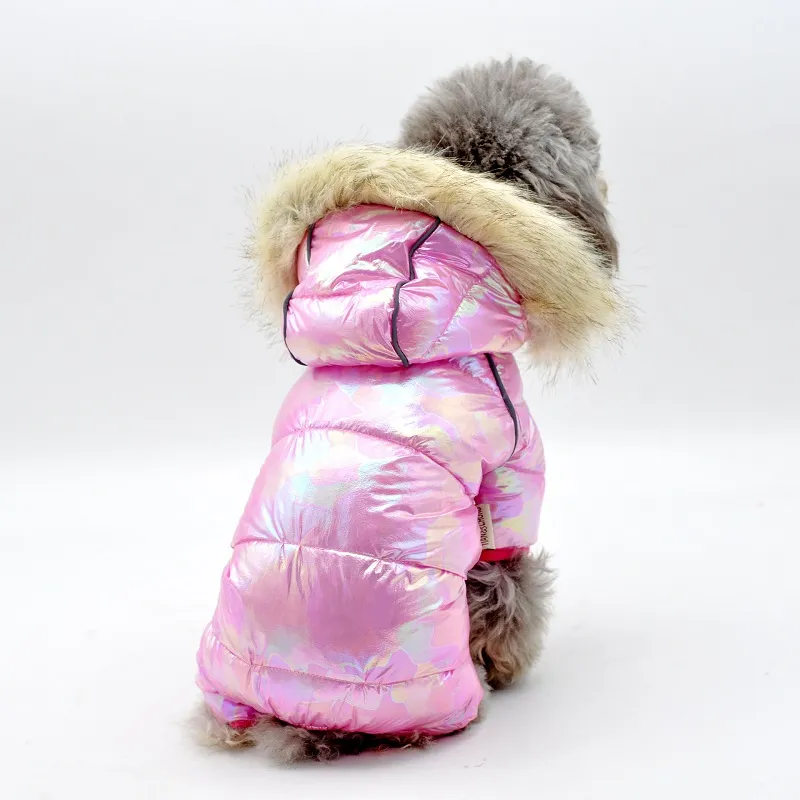 Winter Warm Down Dog Jacket Pet Dogs Costume Puppy Light-weight Four Legs Hoodie Coat Clothes For Teddy Bear Big Combinaison Ski
