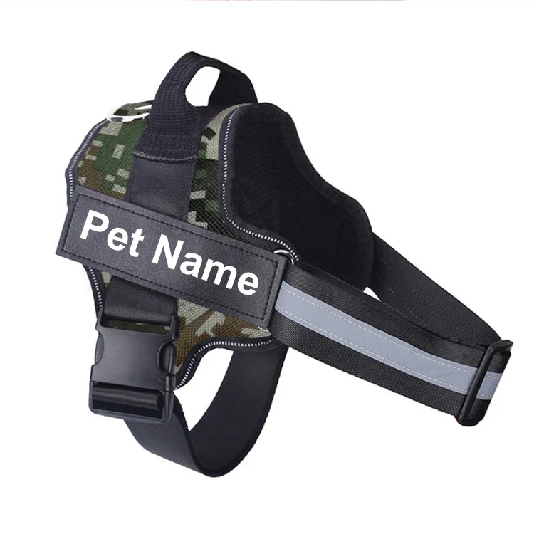 Dog Harness NO PULL Reflective Breathable Adjustable Pet Harness Vest with ID Custom Patch Outdoor Walking Dog Supplies