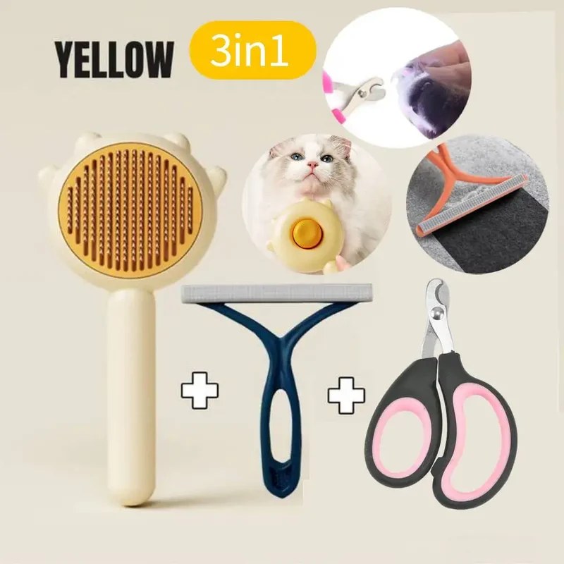 TOUA Cat Comb Massage Pet Magic Combs Hair Removal Cat and Dog Universal Needle Brush Pets Grooming Cleaning Supply Care Set
