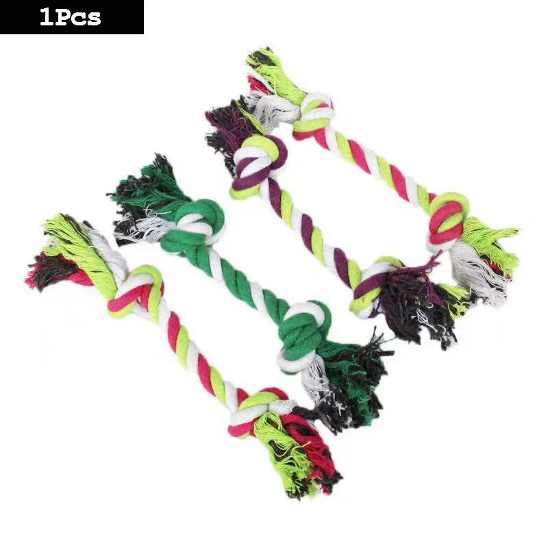 1pcs Fun And Interactive Durable Braided Dog Toy With Knot Rope Ball And Cotton Rope Dumbbell For Teeth Cleaning And Chewing