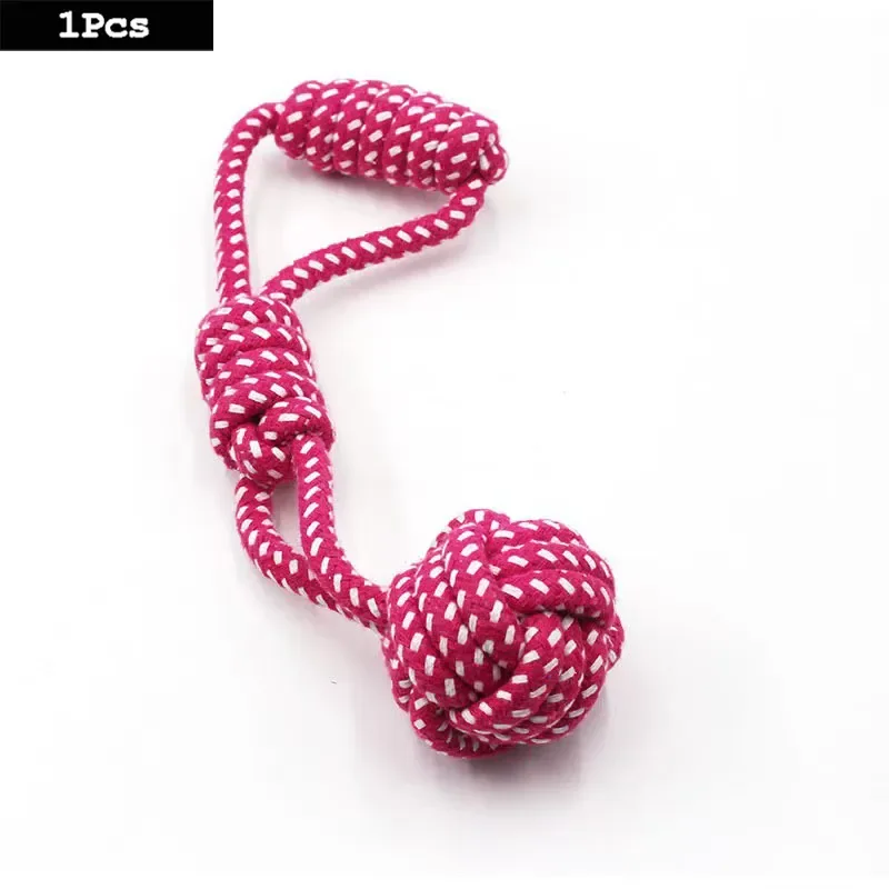 1pcs Fun And Interactive Durable Braided Dog Toy With Knot Rope Ball And Cotton Rope Dumbbell For Teeth Cleaning And Chewing