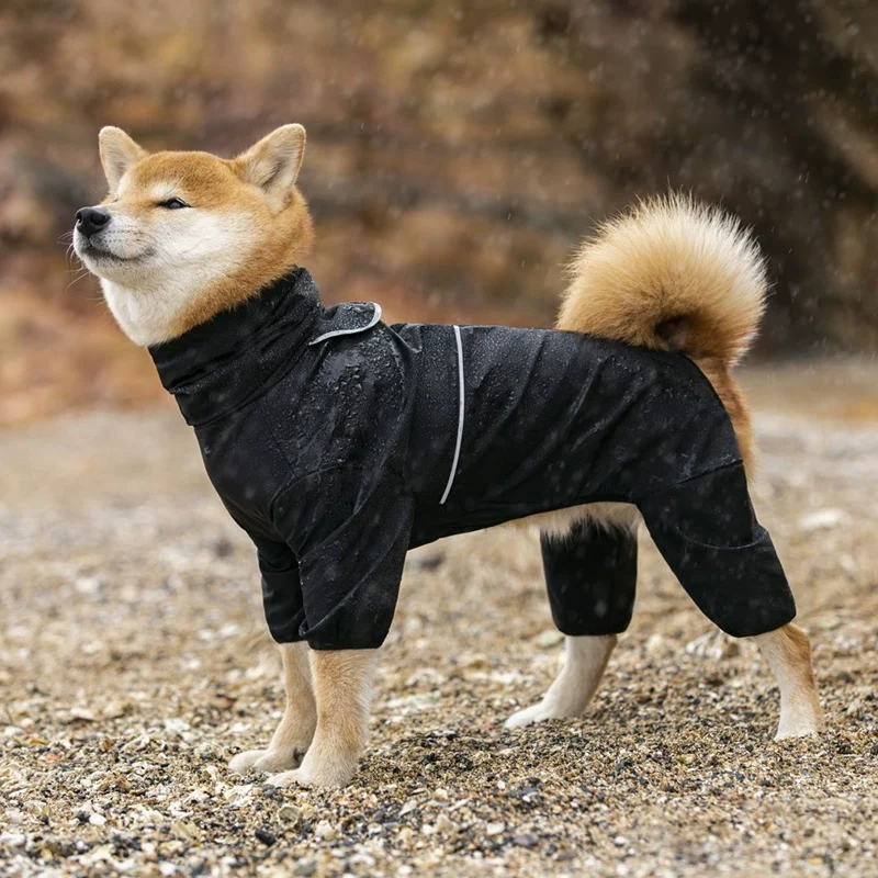 Dog Raincoat Medium Large Dog Special Shiba Inu Poncho Four-Corner Waterproof All-Inclusive Pet Autumn and Winter Shell Jacket Clothing