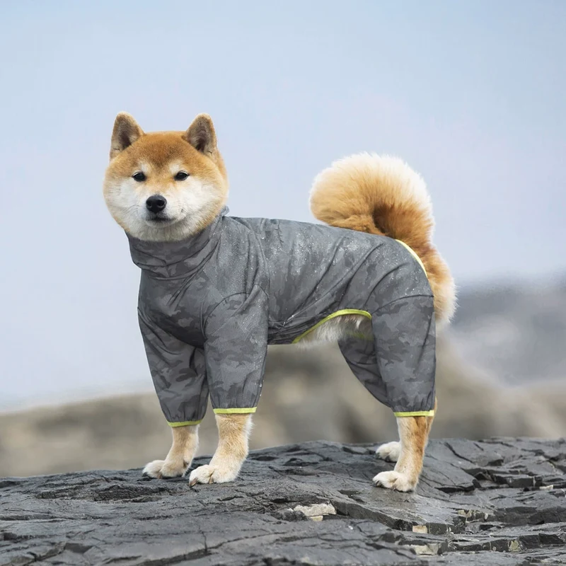 Dog Raincoat Medium Large Dog Special Shiba Inu Poncho Four-Corner Waterproof All-Inclusive Pet Autumn and Winter Shell Jacket Clothing