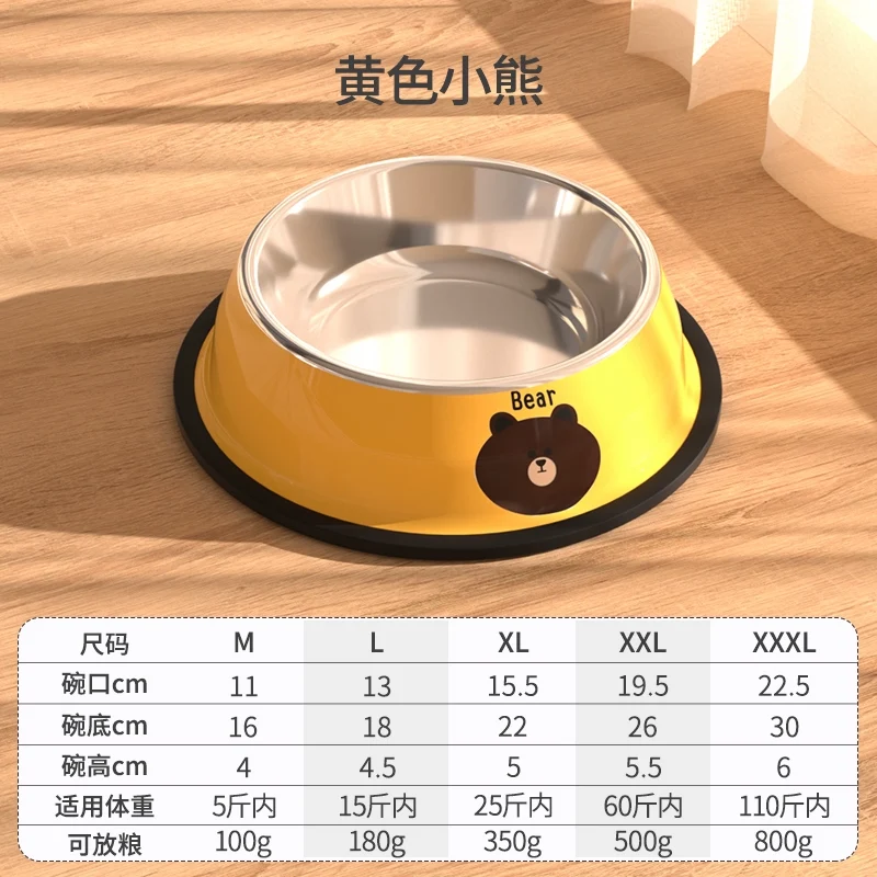 Dog Food Bowl Dog Bowl Dog Basin Anti-Tumble Stainless Steel Drinking Water Integrated Cat Bowl Large Large Dog Rice Basin Pet Supplies