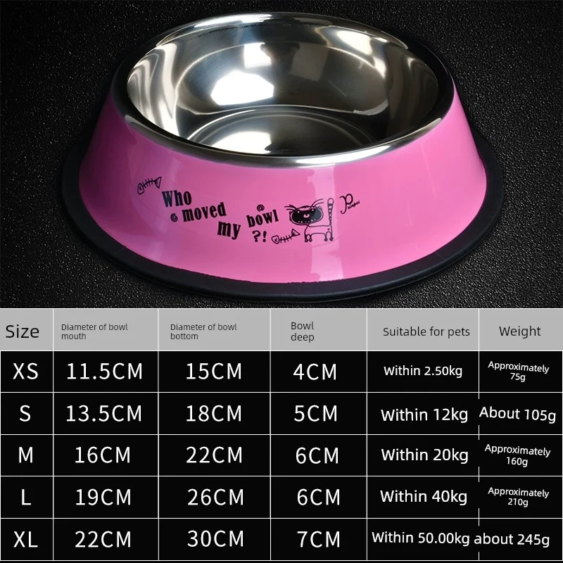 Pet Dog Bowl Cat Bowl Dog Supplies Teddy Food Basin Stainless Steel Single Bowl Dog Basin Cat Basin Large Dog Non Slip Bite-Resistant