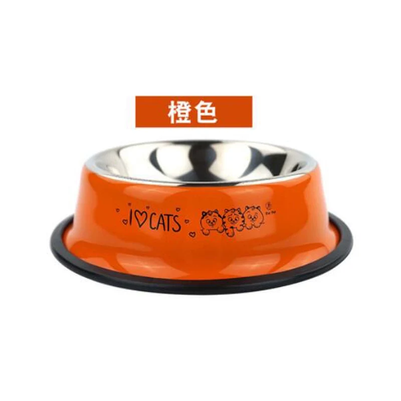 Pet Cat Bowl Color Printing Stainless Steel Dog Bowl Stainless Steel Single Bowl Dog Bowl Pet Food Basin
