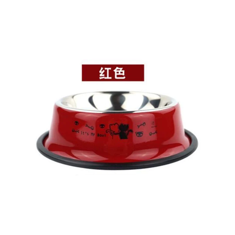 Pet Cat Bowl Color Printing Stainless Steel Dog Bowl Stainless Steel Single Bowl Dog Bowl Pet Food Basin