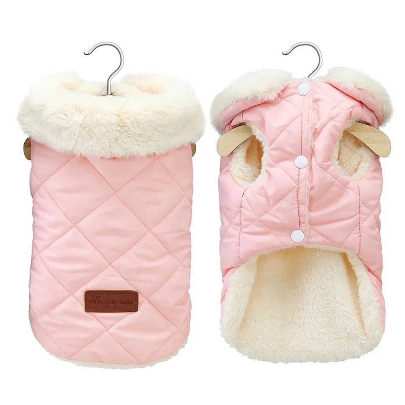 Winter Pet Jacket Clothes Super Warm Small Dogs Clothing With Fur Collar Cotton Pet Outfits French Bulldog Coat Vest Chihuahua