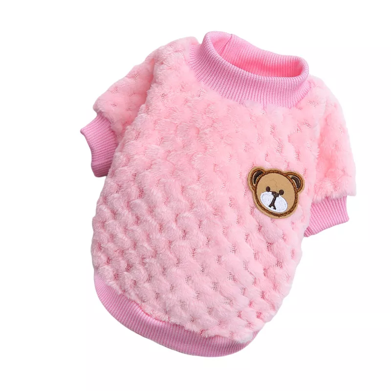 Bear Embroidery Pet Dog Vest Winter Warm Dog Clothes for Small Dogs Plush Puppy Cat Coat Yorkies Chihuahua Shih Tzu Pug Outfits