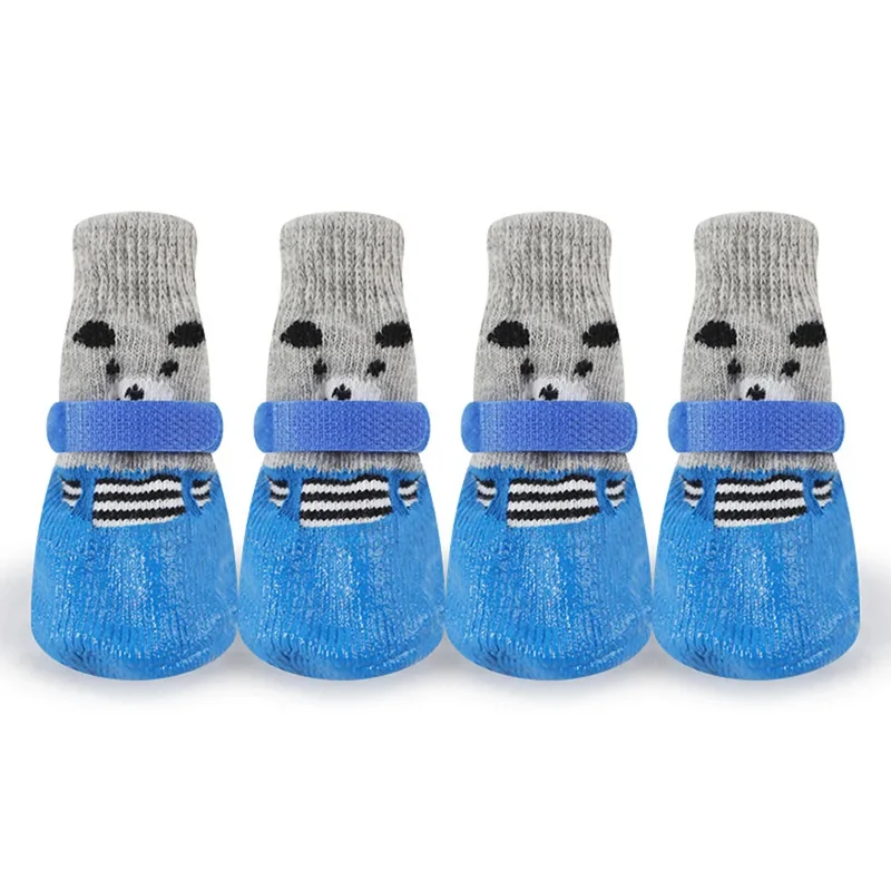 Dog Cat Boots Shoes Socks Waterproof Dog Shoes Rain Snow Pet Booties Anti-Slip Small Puppy Sock Shoes with Adjustable Drawstring