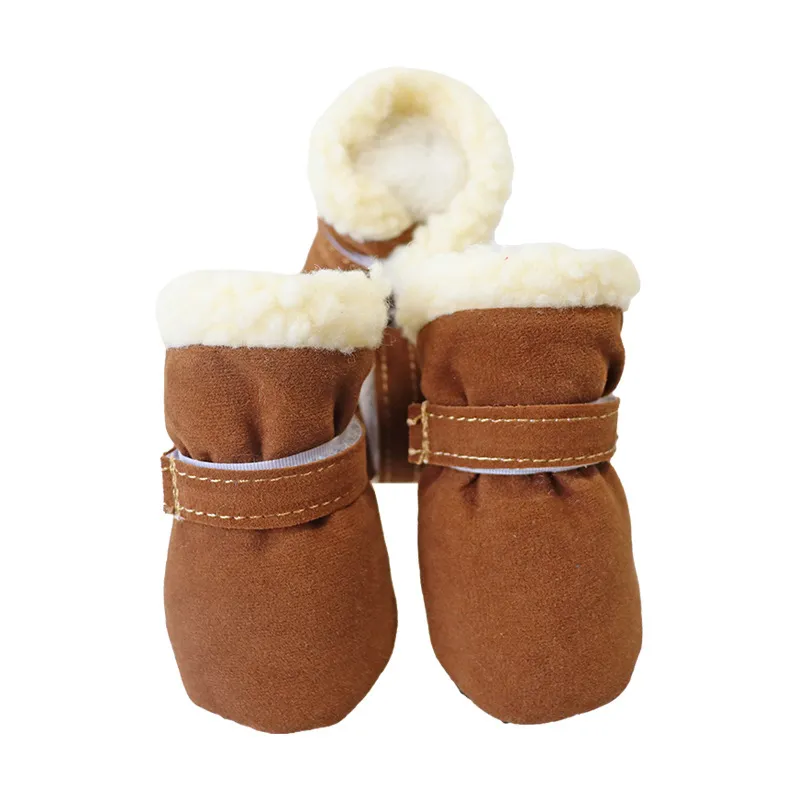 4Pcs Winter Waterproof Warm Pet Dog Shoes Non-slip Snow Boots for Small Breeds Dogs Puppy Cat Chihuahua Pet Paw Care Pug