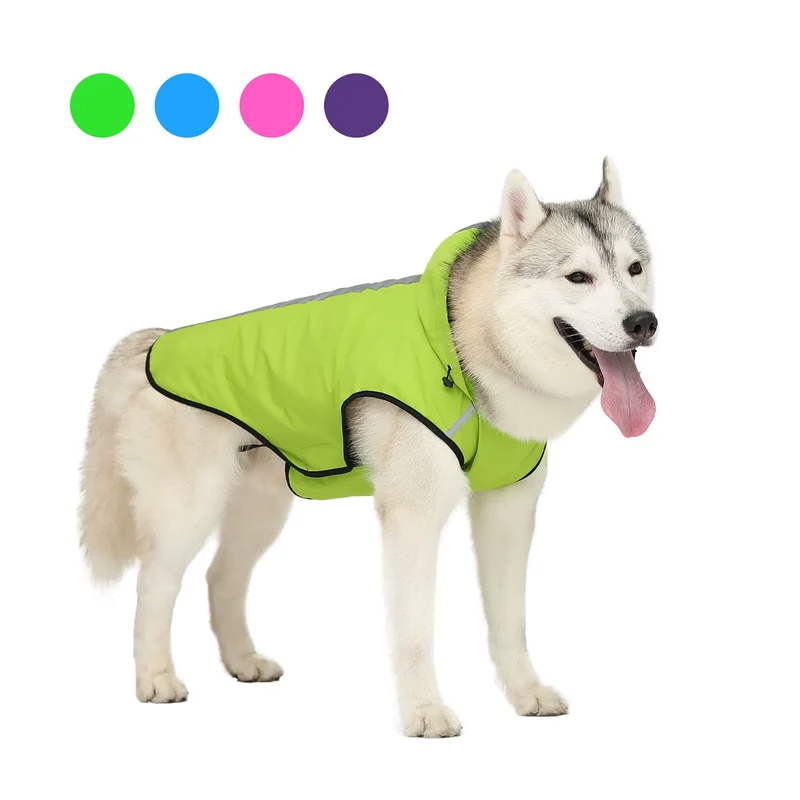 Amazon Hot Pet Clothing Dog Reflective Raincoat Large Medium and Small Size Hooded Waterproof Dog Clothes