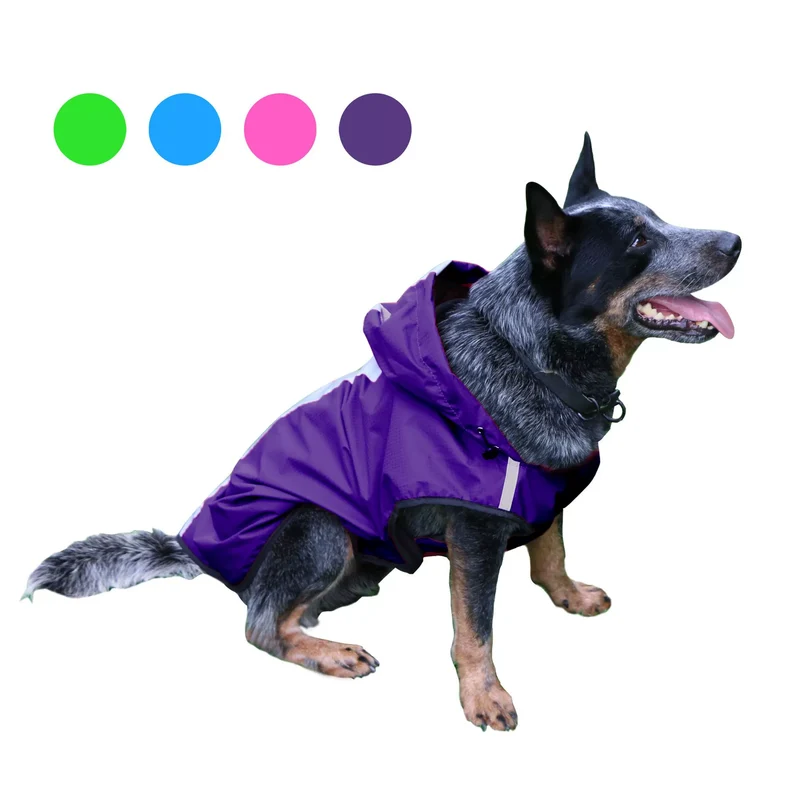Amazon Hot Pet Clothing Dog Reflective Raincoat Large Medium and Small Size Hooded Waterproof Dog Clothes