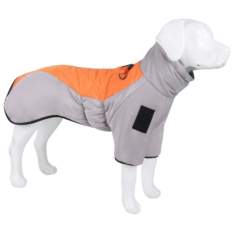 Dog Clothes Winter Coat Reflective Thickened Warm Golden Retriever Labrador Small and Medium-Sized Dogs Adjustable Orange Cotton-Padded Jacket