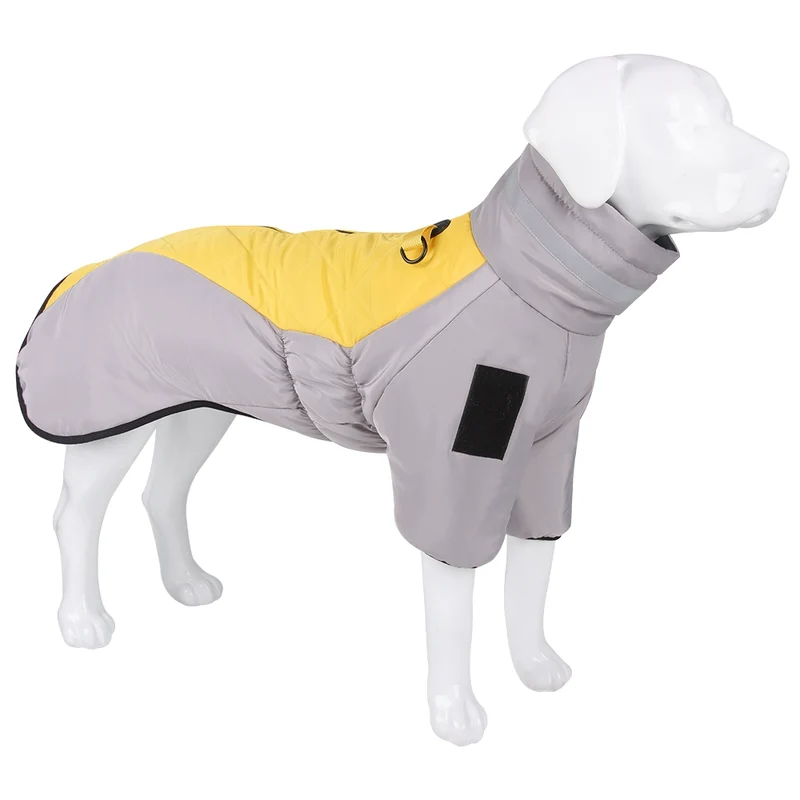 Dog Clothes Winter Coat Reflective Thickened Warm Golden Retriever Labrador Small and Medium-Sized Dogs Adjustable Orange Cotton-Padded Jacket