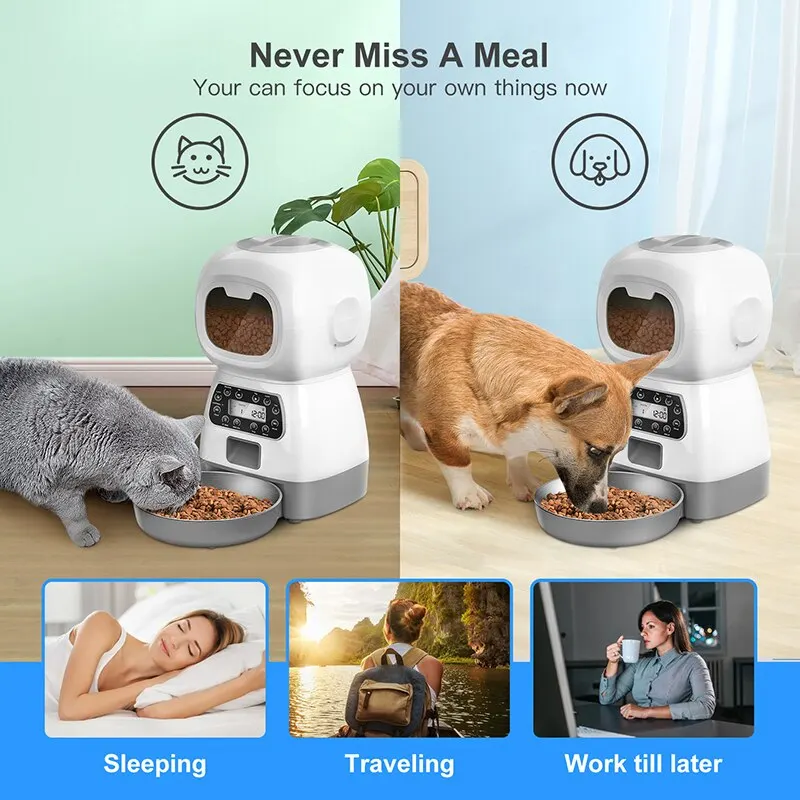1PC UK Plug/USB Automatic Pet Feeding Intelligent Remote Control Cat And Dog Feeding Machine Timing Quantitative Food Machine
