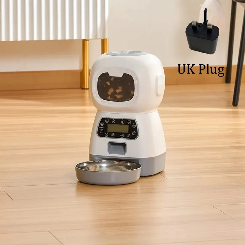 1PC UK Plug/USB Automatic Pet Feeding Intelligent Remote Control Cat And Dog Feeding Machine Timing Quantitative Food Machine