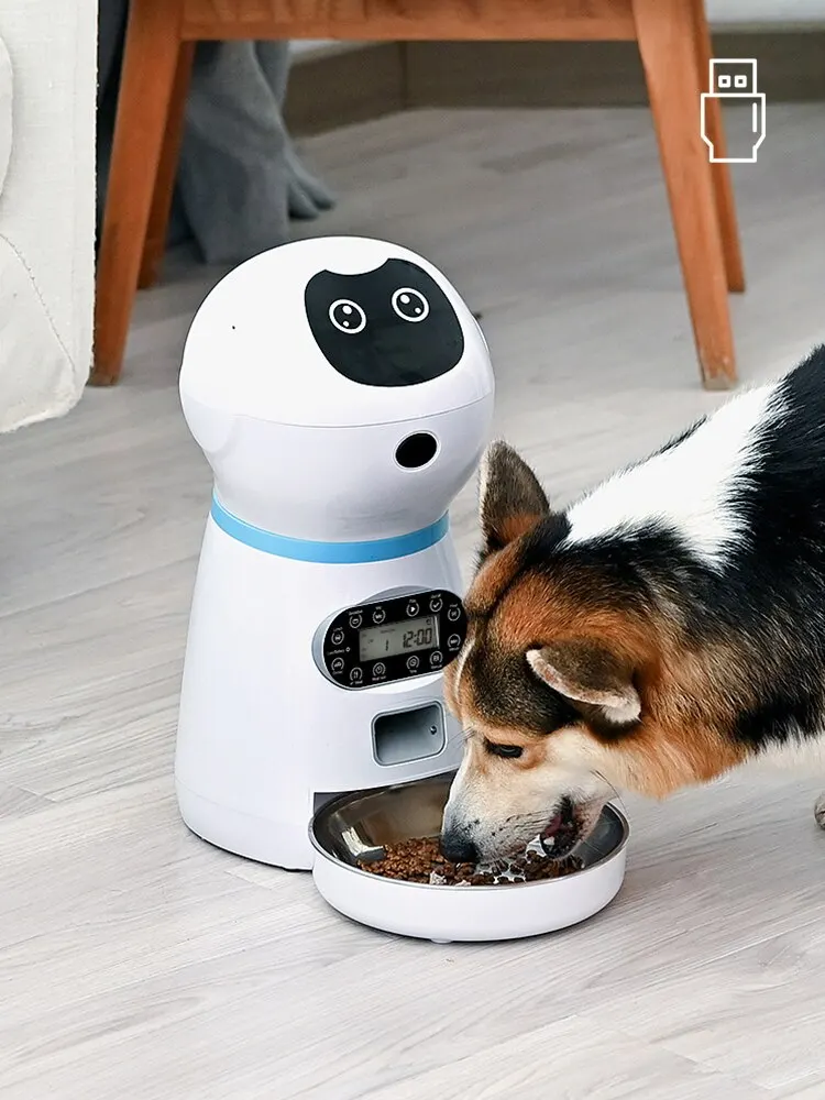 1PC UK Plug/USB Automatic Pet Feeding Intelligent Remote Control Cat And Dog Feeding Machine Timing Quantitative Food Machine