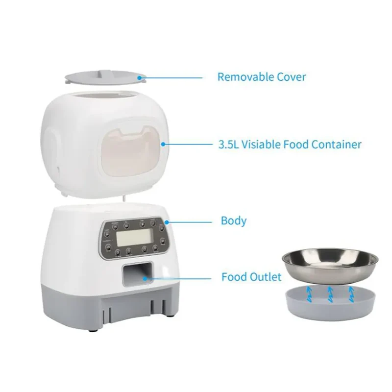 3.5L Automatic Pet Feeder Smart Food Dispenser For Cats Dogs Timer Stainless Steel Bowl Auto Dog Cat Pet Feeding Pet Supplies