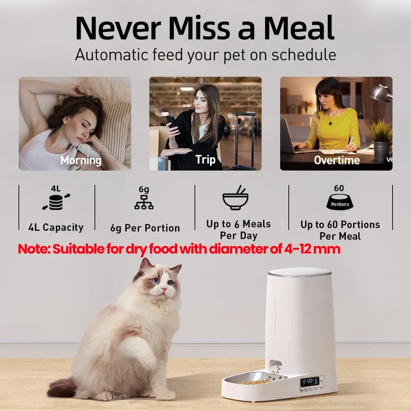 ROJECO 4L Automatic Pet Feeder Button Version Auto Cat Food Dispenser Accessories Smart Control Pet Feeder For Cats Dog Dry Food