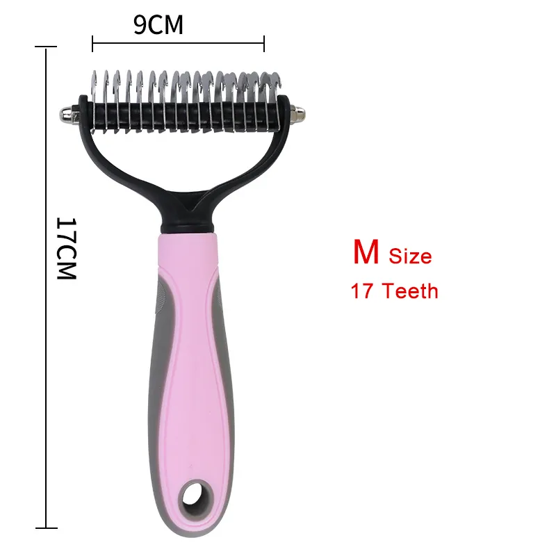 Dog Deshedding Brush Professional Pet Shedding Brush for Dogs Cats Fur Knot Cutter Double sided Pet Grooming Clean Comb