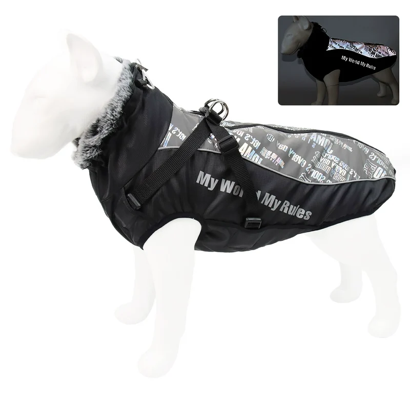 Autumn and Winter Large Dog Clothes Warm Reflective Dog Thickened Dog Shell Jacket Golden Retriever Labrador Medium and Large Pet Coat
