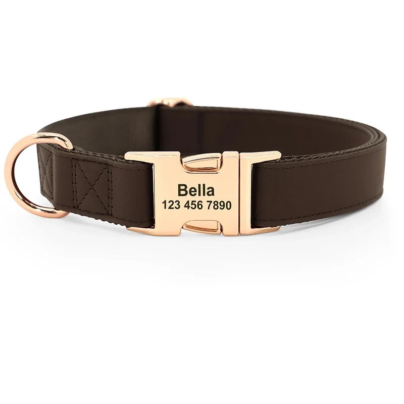 Personalized Dog Collar PU Leather Pet Collars and Leash Set Chihuahua Necklace Customized ID Name For Small Medium Large Dogs