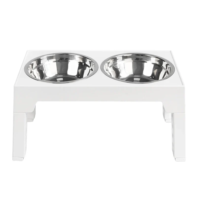 Elevated Dog Feeder Dogs Bowls Adjustable Raised Stand with Double Stainless Steel Food Water Bowls for Small Medium Large Dogs