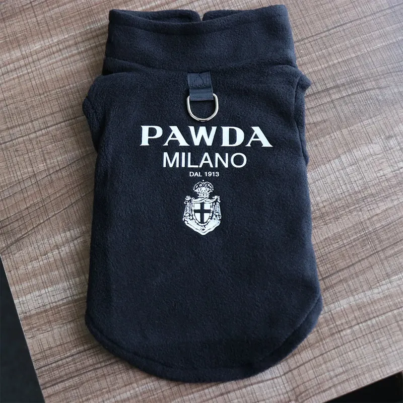 Pawda Polar Fleece Icon Autumn Spring & Tow Buckle Small Medium Dog Clothes Chihuahua Teddy Yorkshire Warm Singlet Streetwear