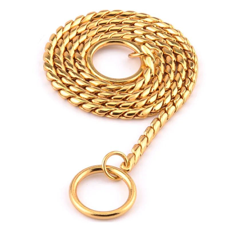 Heavy Duty Dog Choke Collar Slip Dog P Chain Snake Collar Plating Anti-Rust Dog Training Collars for Small Large Dogs Black/Gold