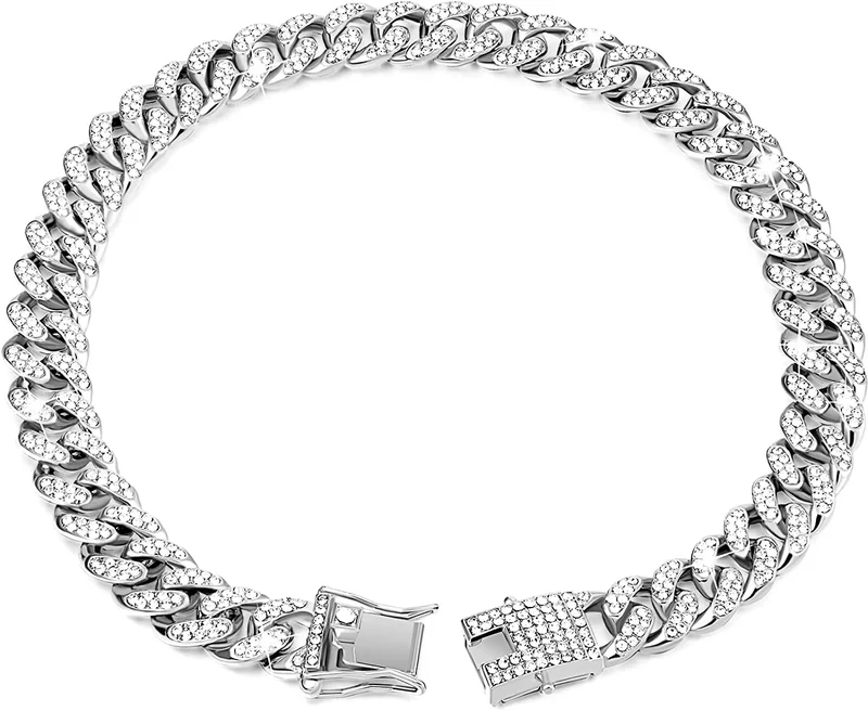 Luxury Gold Dog Chain Collar Cuban Chain Link Choke Collar for Small Medium Large Dogs Cats Pet Jewelry Necklace Accessories