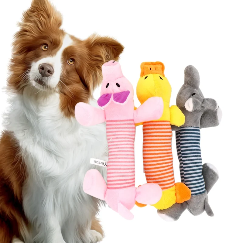 Dog Cat Fleece Toys Elephant Duck Pig Chicken Legs Pet Funny Plush Toys Fit for All Pets Popular Squeak Chew Sound Dolls