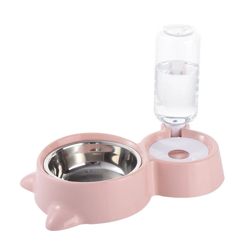 New 2-in-1 Cat Bowl Water Dispenser Automatic Water Storage Pet Dog Cat Food Bowl Food Container with Waterer Pet Waterer Feeder