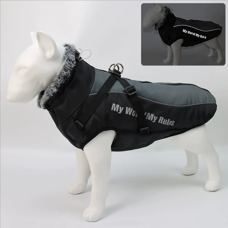 Traction Dog Clothes Autumn and Winter Clothes Medium Large Dog Golden Retriever Labrador Corgi Thickened Winter Warm Cotton-Padded Coat