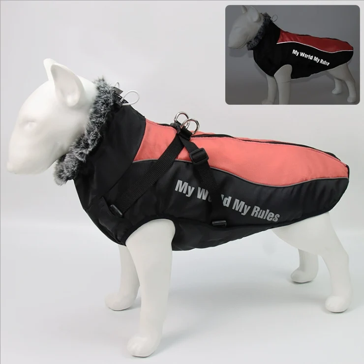 Traction Dog Clothes Autumn and Winter Clothes Medium Large Dog Golden Retriever Labrador Corgi Thickened Winter Warm Cotton-Padded Coat