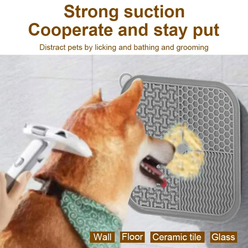 Cat Dog Slow Food Mat Pet Lick Silicone Mat Dog Feeder Supplies Suction Cup Slow Food Mat Dog Bathing Distraction