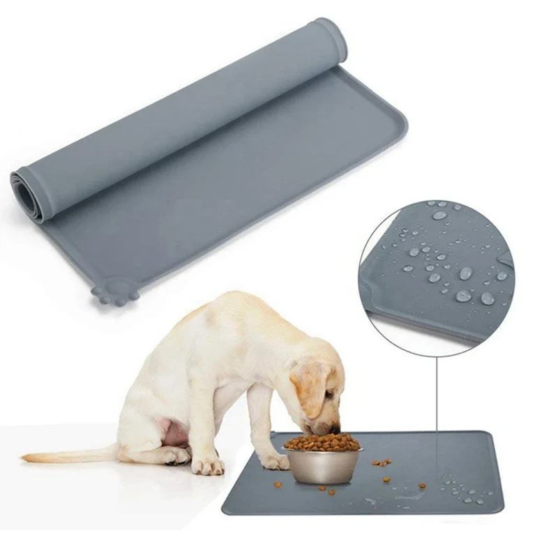 Silicone Pet Food Mat with High Lips Non-Stick Waterproof Dog Cat Food Feeding Pad Puppy Feeder Bowl Placemat Tray Placemat
