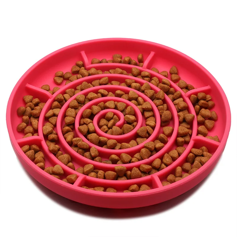 Pet supplies Slow Food Bowl Cat Anti-Knockover Anti-Slip Food Bowl Puppy Anti-choking Silicone Toy Food Plate