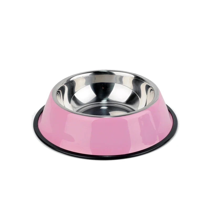4 Colors Stainless Steel Dog Bowls,Lovely Pet Food Water Drink Dishes Feeder For Cat Puppy Dog