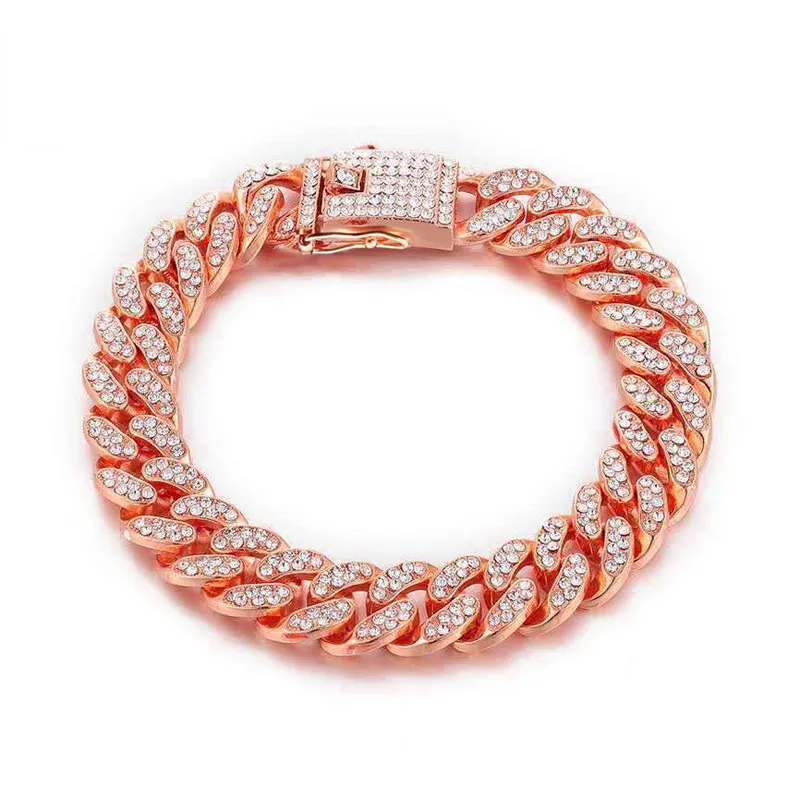 Rhinestone Gold Dog Chain Collar Strong Metal Dog Choke Collars Bling Pet Slip Choke For Small Medium Large Dogs Pitbull Bulldog