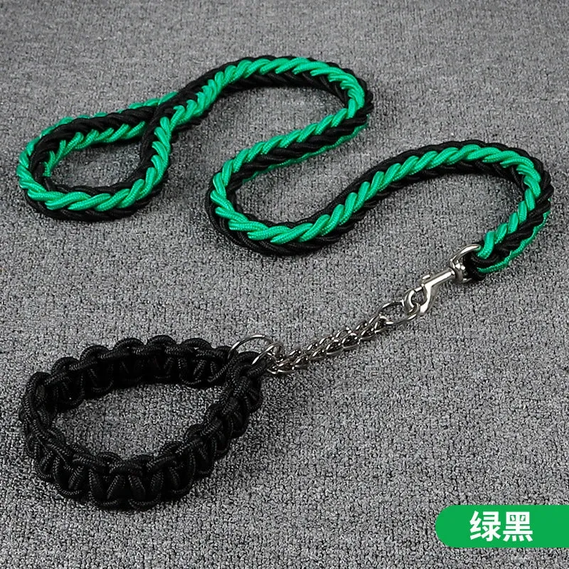 Dog Hand Holding Rope Medium Large Dog Samoyed Golden Retriever Labrador Dog Leash Collar Woven Explosion-Proof Dog Chain