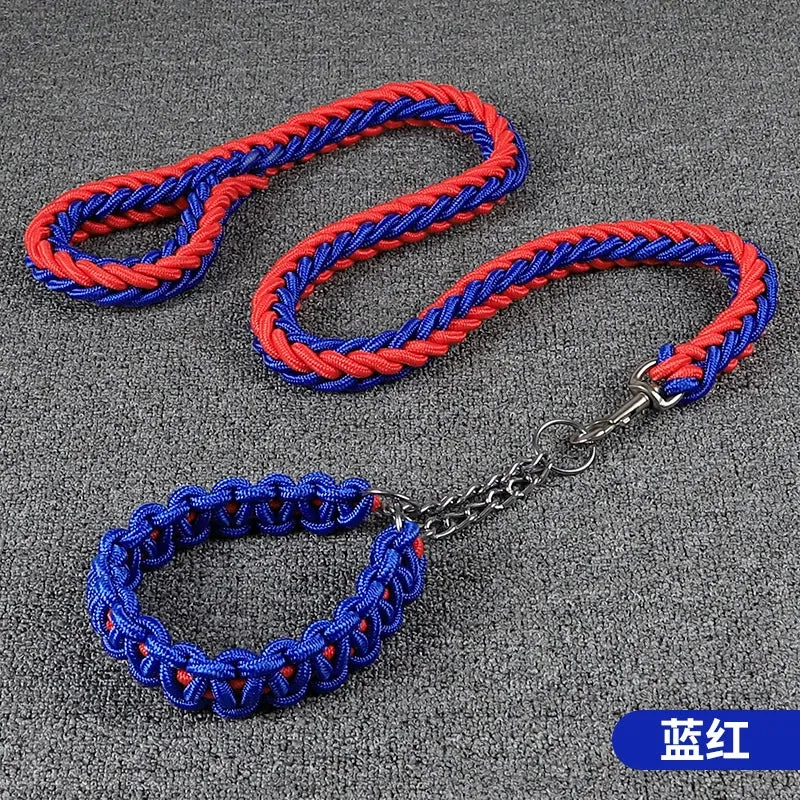 Dog Hand Holding Rope Medium Large Dog Samoyed Golden Retriever Labrador Dog Leash Collar Woven Explosion-Proof Dog Chain