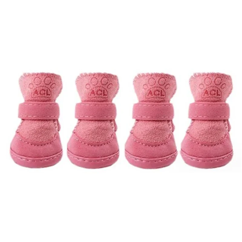 4Pcs/Set Cute Dog Boots Outdoor Snow Walking Non-slip Puppy Sneakers Supplies Puppy Comfortable Snow Boots Pet Winter Warm Shoes