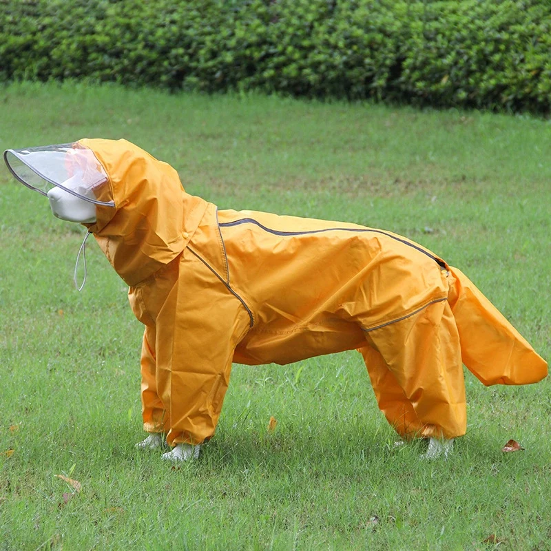 Pet Dog Big Dog Medium Large Dog Golden Retriever Samoyed Alaska All-Inclusive Raincoat Hooded Tail Rain Gear