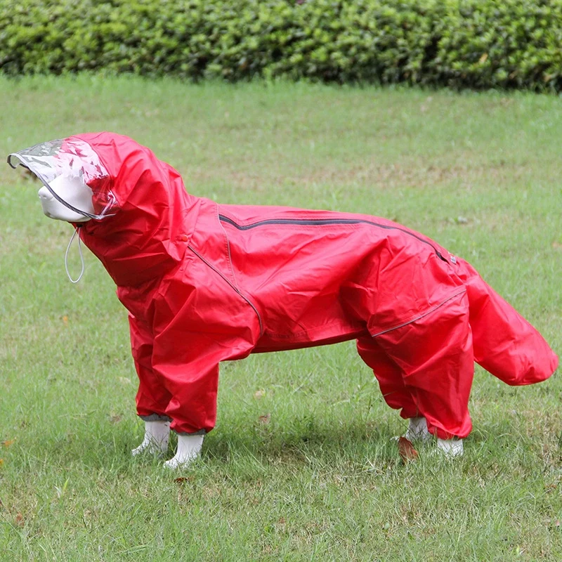 Pet Dog Big Dog Medium Large Dog Golden Retriever Samoyed Alaska All-Inclusive Raincoat Hooded Tail Rain Gear
