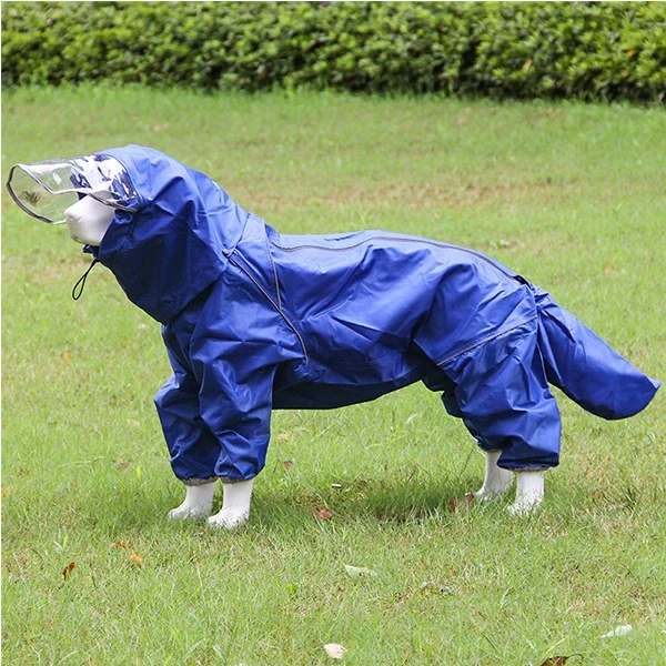 Pet Dog Big Dog Medium Large Dog Golden Retriever Samoyed Alaska All-Inclusive Raincoat Hooded Tail Rain Gear