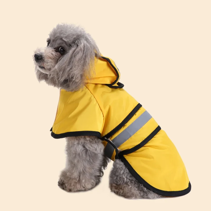 Large Dog Waterproof Raincoat Adjustable Pet Water Proof Clothes Lightweight Rain Jacket Poncho Hoodies with Strip Reflective