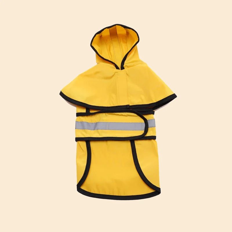 Large Dog Waterproof Raincoat Adjustable Pet Water Proof Clothes Lightweight Rain Jacket Poncho Hoodies with Strip Reflective